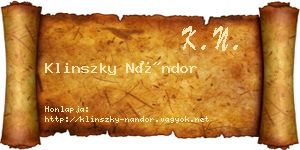 Klinszky Nándor névjegykártya